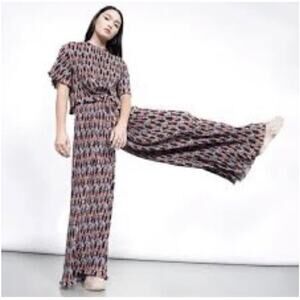 Wildfang The Empower Plisse Pants Loose Palazzo Drawstring Wide Leg Size S NWT